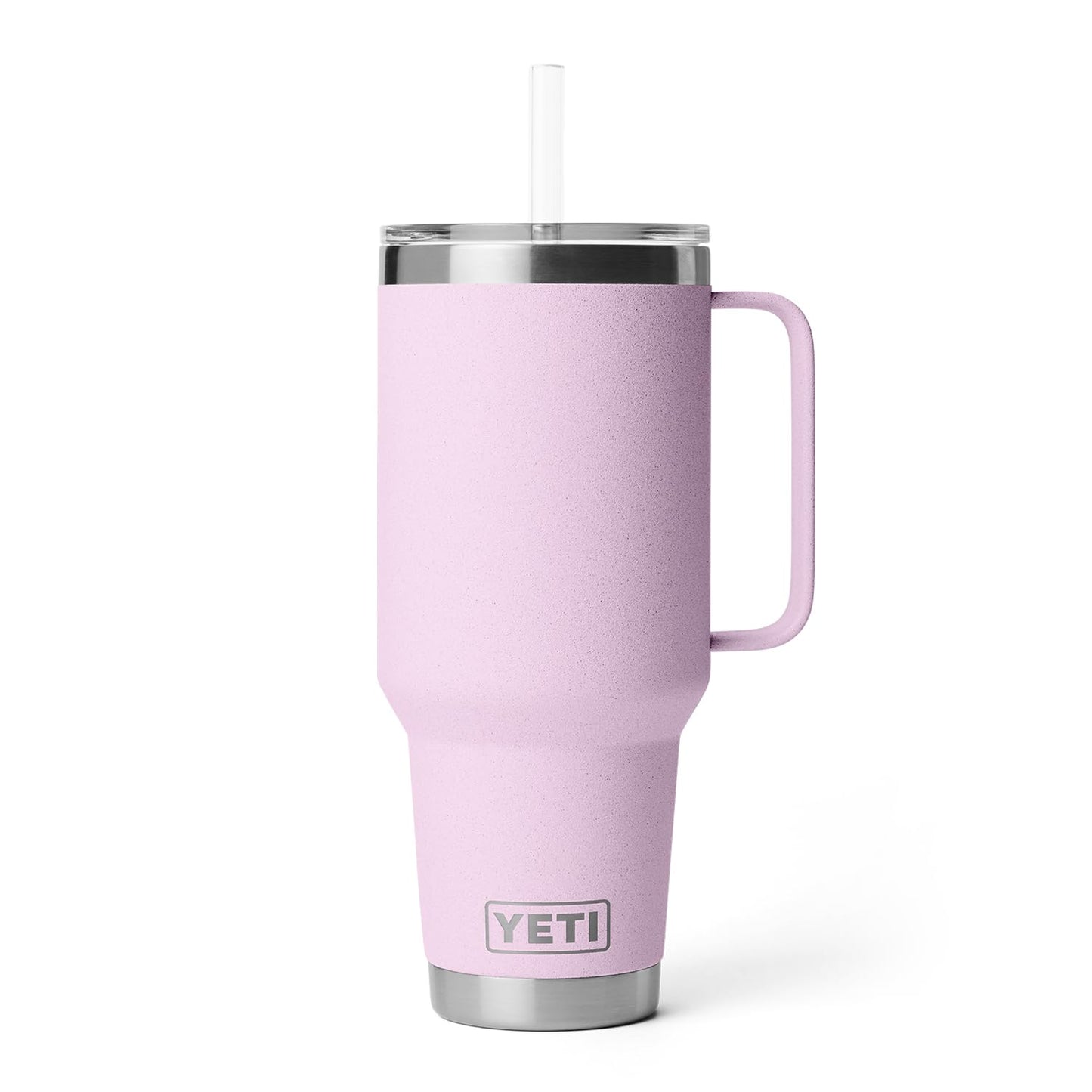 YETI Rambler 42 oz Tumbler with Handle and Straw Lid, Travel Mug Water Tumbler, Vacuum Insulated Cup with Handle, Stainless Steel, Cherry Blossom - Textured
