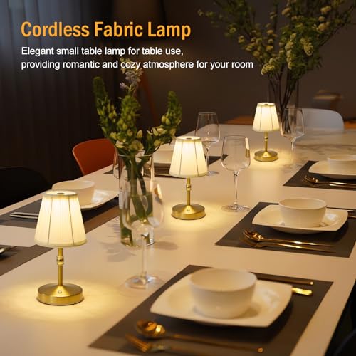 Mini Cordless LED Table Lamp - 3000mAh Battery, Dimmable & 3 Color Temp, Gold, 9.8 Inch, 1 Pack