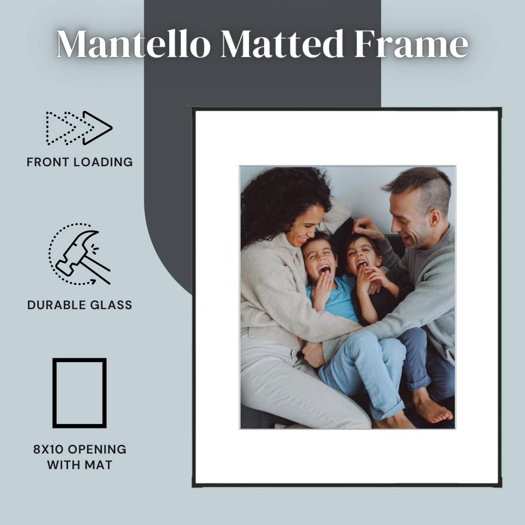 MANTELLO ESSENTIALS Black Picture Frame 11x14-8x10 Matted Space or 11x14 No Mat Space- Pack of 3 Picture Frames 11x14