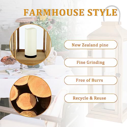 Bdor 27.5 Inch Outdoor Wooden Lantern with LED Candle & Timer - Porch & Patio Decor