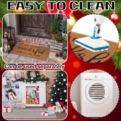 Moucuny 2 Pcs Christmas Coir Outdoor Doormat Set 16 x 28 and 24 x 35 - non slip welcome mats