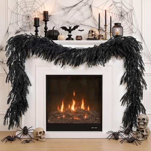 Black 9FT Artificial Norfolk Pine Garland Halloween Decor Indoor Outdoor