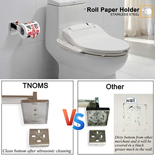 TNOMS Chrome Bathroom Hardware Accessories Set - 5 Pieces Stainless Steel Towel Bar, Holder & Hooks