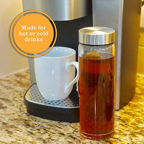 All About Juicing 16oz Wide Mouth Glass Water Bottles with Stainless Steel Lids — Pack of 4