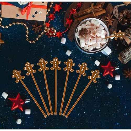 30 Pcs Christmas Drink Stirrers Stir Sticks Holiday Coffee Stirrer Plastic Swizzle Stick Coffee Hot Cocoa Bar Supplies Reusable Beverage Cocktails Mixers