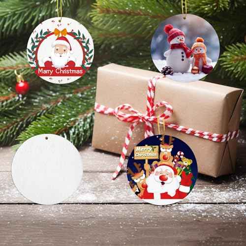 24 pcs Sublimation Ornament Blanks£¬Felt Christmas Ornaments,Sublimation Christmas Ornament Blanks for Christmas Tree Decor Blank Ornaments (Round 3.5 inch)