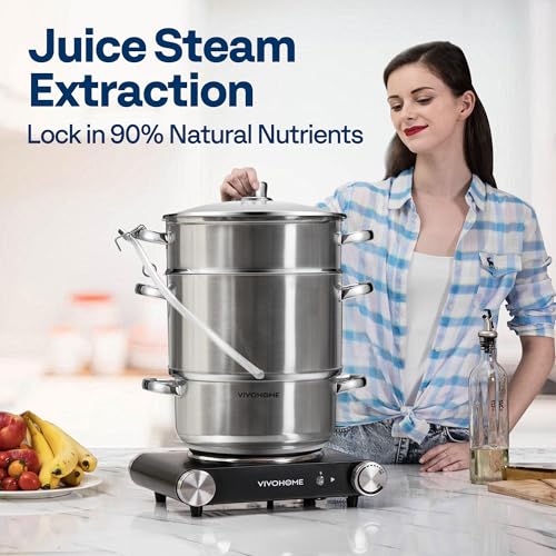 9.3 Qt Stainless Steel Steam Juicer for Canning Fruit & Grape Juice - Multi-Purpose Steamer