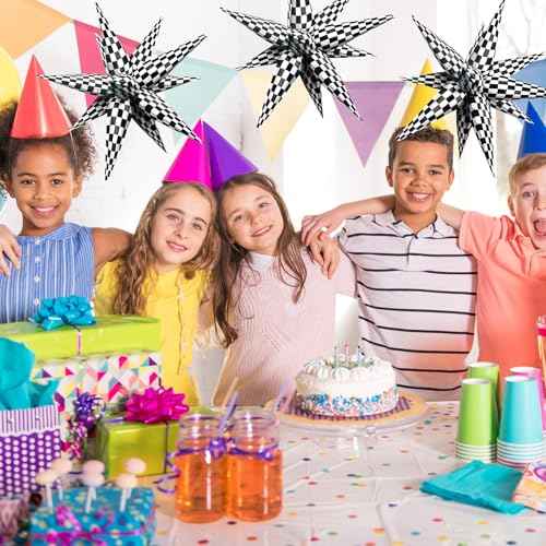 ZAKVOOR 60 Pcs Star Balloons 12 Spike Foil Explosion Party Decoration Balloons for Wedding Birthday Anniversary Backdrop (Plaid)
