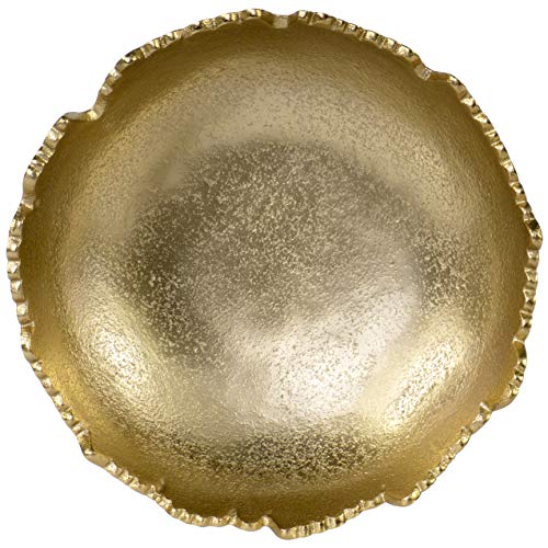 Gold Moon Decorative Bowl - 8.75-Inch Hammered Metal Centerpiece with Sculpted Edges