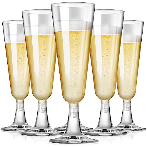 Clear Disposable Champagne Flutes - Pack of 100, Unbreakable Plastic Glasses for Weddings & Parties (Variation: Clear / 100 Count)