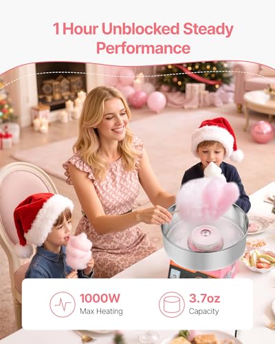 VEVOR Commercial Cotton Candy Machine 1000W Pink Slant Surface Without Cover