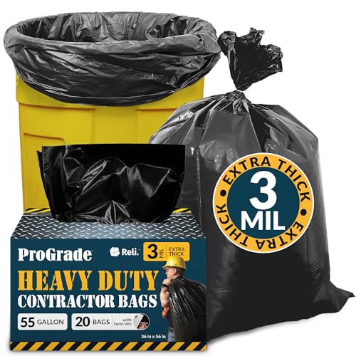 Reli. Heavy Duty 55 Gallon Contractor Trash Bags - Pack of 20
