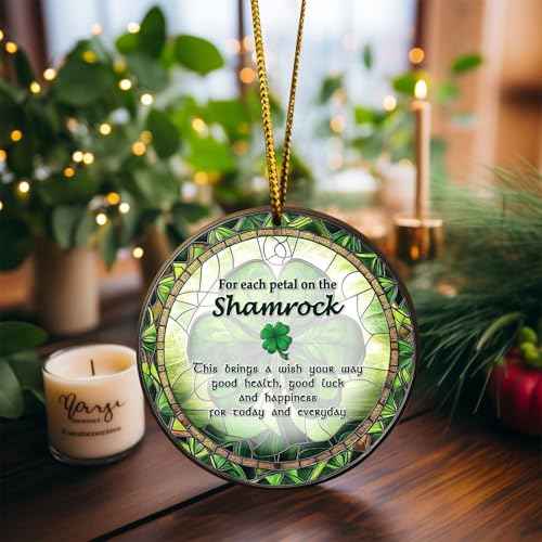 Personalized Lucky Clover Ornament for St Patrick's Day and Christmas Tree Decoration, Paddy Shamrock Ornament, Green Lucky Clover Hanging Decor, Window Suncatcher Good Luck Irish Blessing Gift