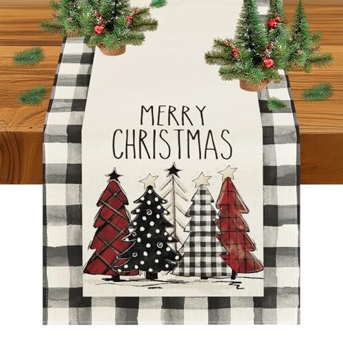 White Christmas Tree Table Runner 13x72 Inches - Festive Holiday Decor