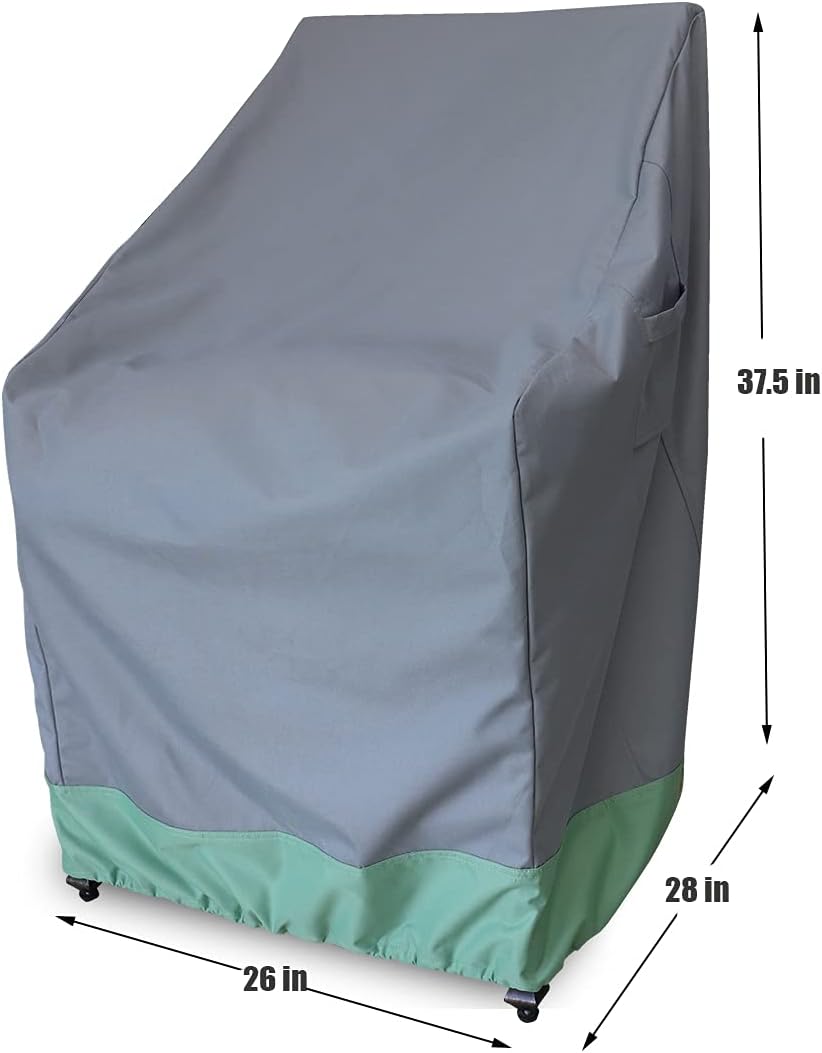 Patio Chair Covers | Durable Waterproof Outdoor Chair Protection - 2 Pack 26W x 28D x 37.5H Inch Grey & Light Green