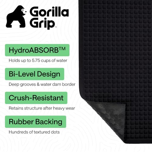 Gorilla Grip HydroABSORB Door Mat - 35x23 Inch Black Indoor Outdoor Absorbent Mat - Variation of THIS listing