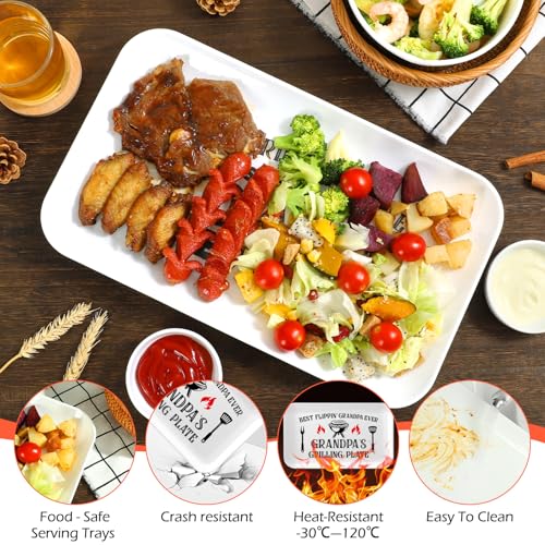 CryCarrot Grandpa's Grilling Plate & Apron Set - Personalized BBQ Gift for Grandpa from Grandkids