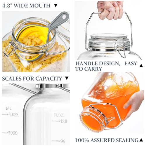 Folinstall 1.5 Gallon Glass Jar with Lid, Wide Mouth Mason Jars, 2PCS