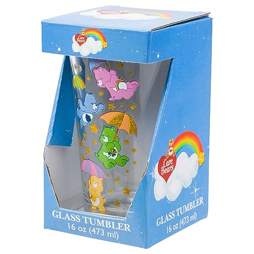 Care Bears Star Shower Glitter 16oz Pint Glass - Silver Buffalo, Officially Licensed