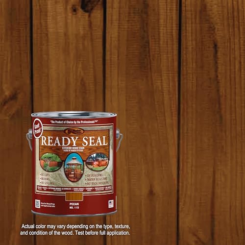 Ready Seal Exterior Wood Stain & Sealer Pecan 1 Gallon - No Drips, UV Protection