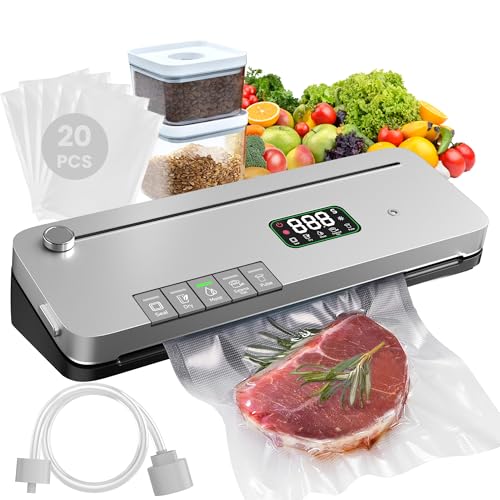 LSA Apparel Food Vacuum Sealer Machine with 75kPa Suction, Built-in Cutter & Digital Timer