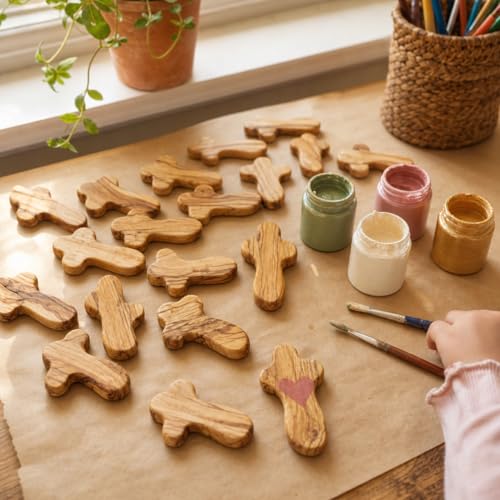 Olive Wood Crosses Bulk Set 2.5 Inch from Holy Land for Crafts Religious Gift