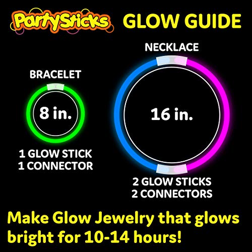 PartySticks 400 Pack Ultra Bright Glow Sticks Bulk Party Supplies - 8" Neon Glow in Dark Favors & Decorations