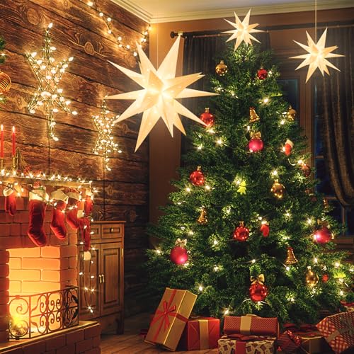 GALACOVE 23'' Moravian Star Light - 18 Point Outdoor Indoor Christmas Star with Timer