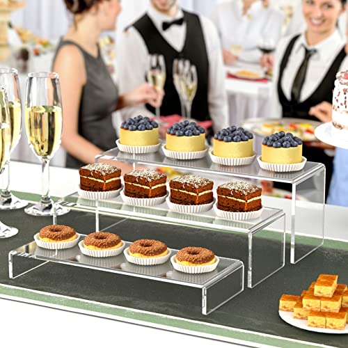 12-Inch Acrylic Display Risers Set of 6 - Clear Stand for Jewelry, Collectibles, Retail Items