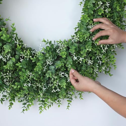 Artificial Eucalyptus Wreath 32 Inches with Seeds - Green Front Door Decor