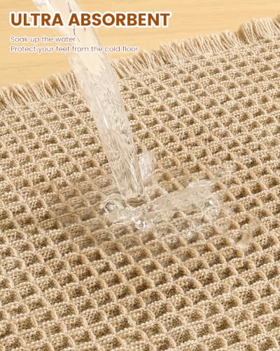 Brown Waffle Bath Mat 59x20 Inches - Extra Soft Absorbent Bathroom Rug