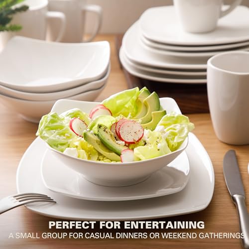Gibson Home Zen Buffet 16pc White Porcelain Dinnerware Set for 4 Service