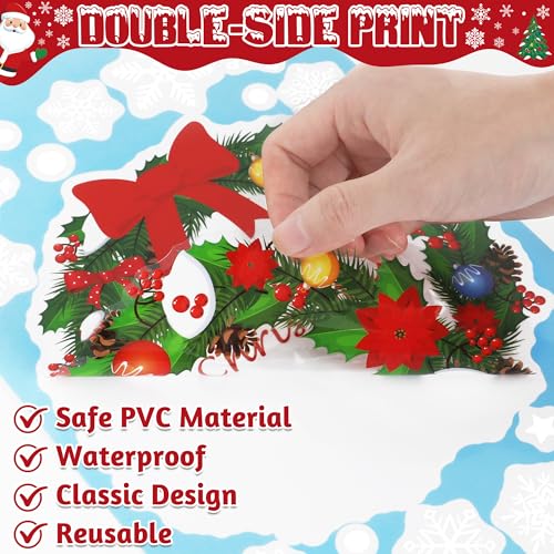 186PCS Christmas Decor, Christmas Window Clings, 9 Sheets Snowflake Window Stickers Decals with Santa Claus Snowman Reindeer, PVC Xmas Decorations Clings for Holiday Party Decorations Accessories
