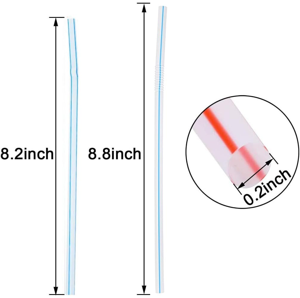 Luszmoax 200 Pcs Plastic Straws Disposable -Straws Drinking Plastic -8.8inch Long Bendy Straws -Flexible Bendable Drinking Straw