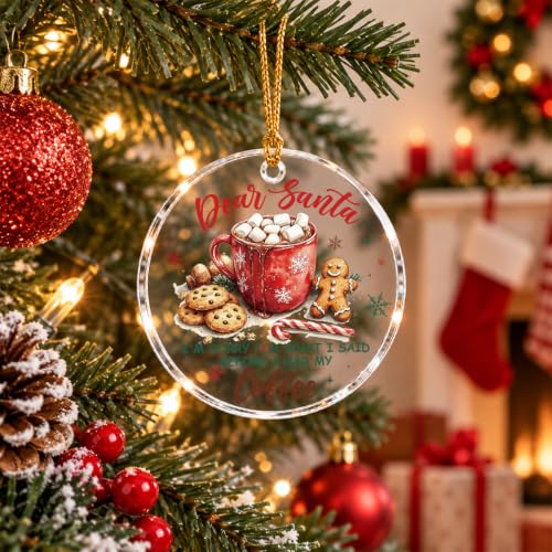 Coffee Lover Christmas Ornament Acrylic Holiday Decor for Tree