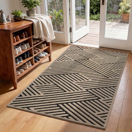 Front Door Mat Indoor Outside Entrance Non-Slip Mats Brown 36"x59"