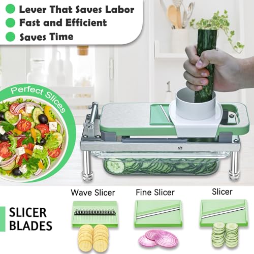 Vegetable Chopper with 10 Blades - Food Processor for Onion Potato & Veggie Slicing