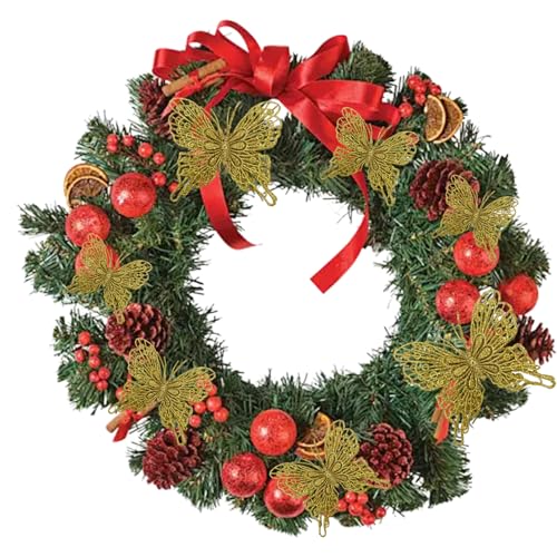 Gold Glitter Butterfly Decorations for Christmas Tree & Holiday Wreaths - 12 Pack, 5 Inch 3D Hollow Ornaments with Clips & Stems
