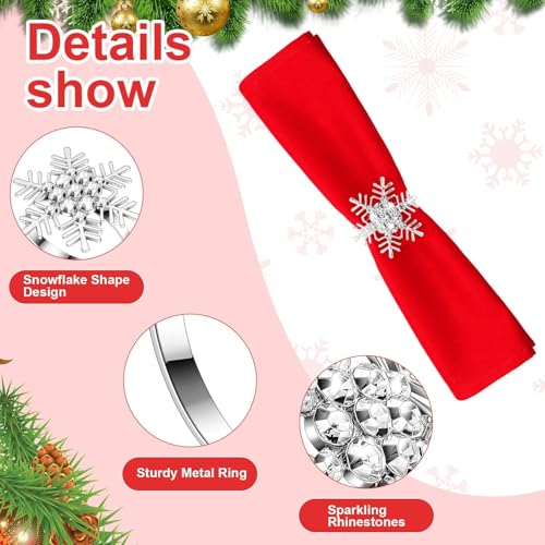Mimorou 1 Pcs Christmas Snowflake Napkin Ring Holder - Silver