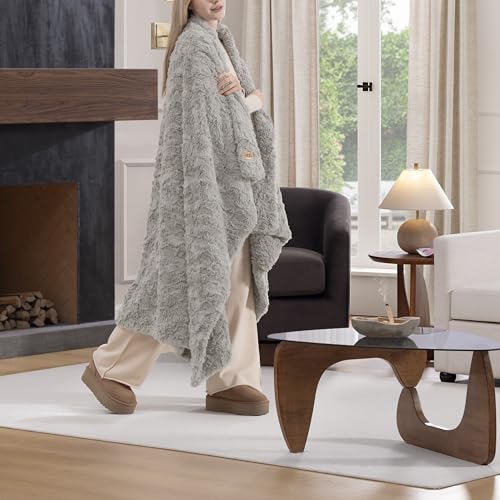 UGG Adalee Faux Fur Throw Blanket - Seal Grey, 50x70 Inches