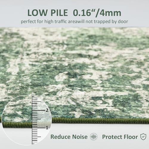 8x10 Green Washable Non-Slip Area Rug for Bedroom Living Room & Dining
