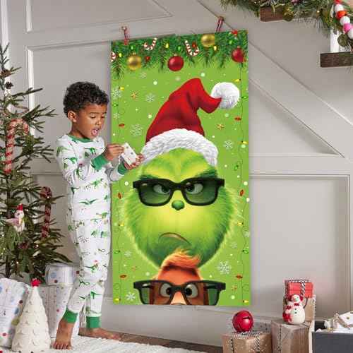 Funny Christmas Door Decorations Christmas Door Cover Cute Hanging Banner Background for Xmas Holiday Decorations