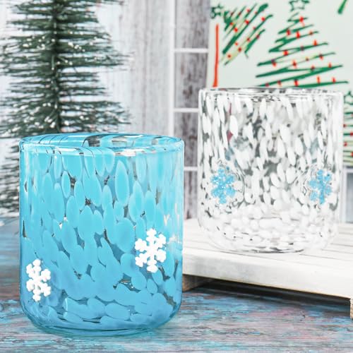 Snowflake Snowflake Stemless Wine Glasses - 14oz Christmas Holiday Decor (2 Pack)