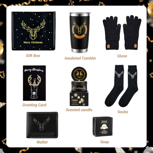 Christmas Gift Box for Men - 8-Piece Holiday Gift Set with Tumbler, Wallet, Socks & More