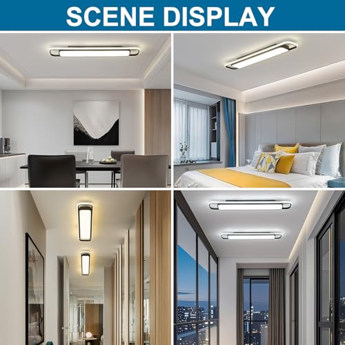 ORANOOR B-Long-Ring Modern LED Ceiling Light 39in Flush Mount with Remote