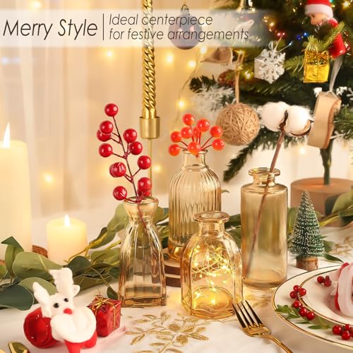 UPBUD Gold Glass Bud Vases Set of 36 - Mini Amber Flower Vases for Centerpieces & Decor (Standard-Gold Amber)