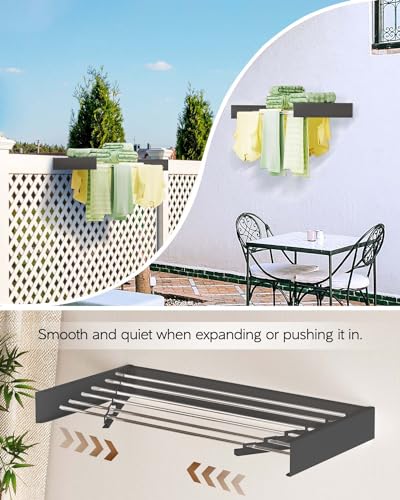 Foldable Wall-Mounted Clothes Drying Rack 40-Inch Black - Space Saver Laundry Dryer