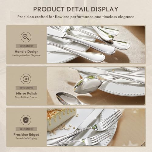 Silver / 40-Piece Stainless Steel Flatware Set for 8 - KINGSTONE