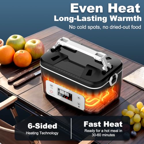 Cordless Electric Heated Lunch Box, 25000mAh Auto Heating Timer