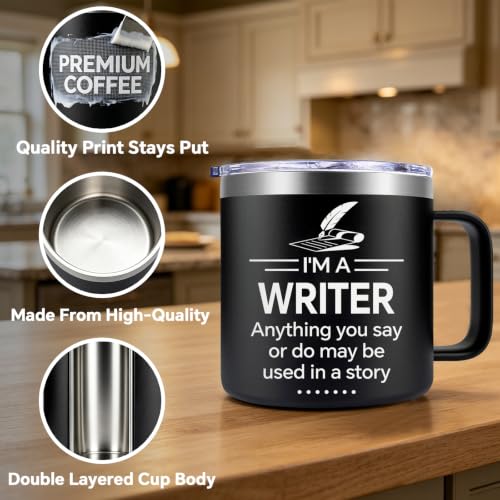 Fufendio Writer Gifts Coffee Mug Black 14oz - Perfect for Authors & Writers